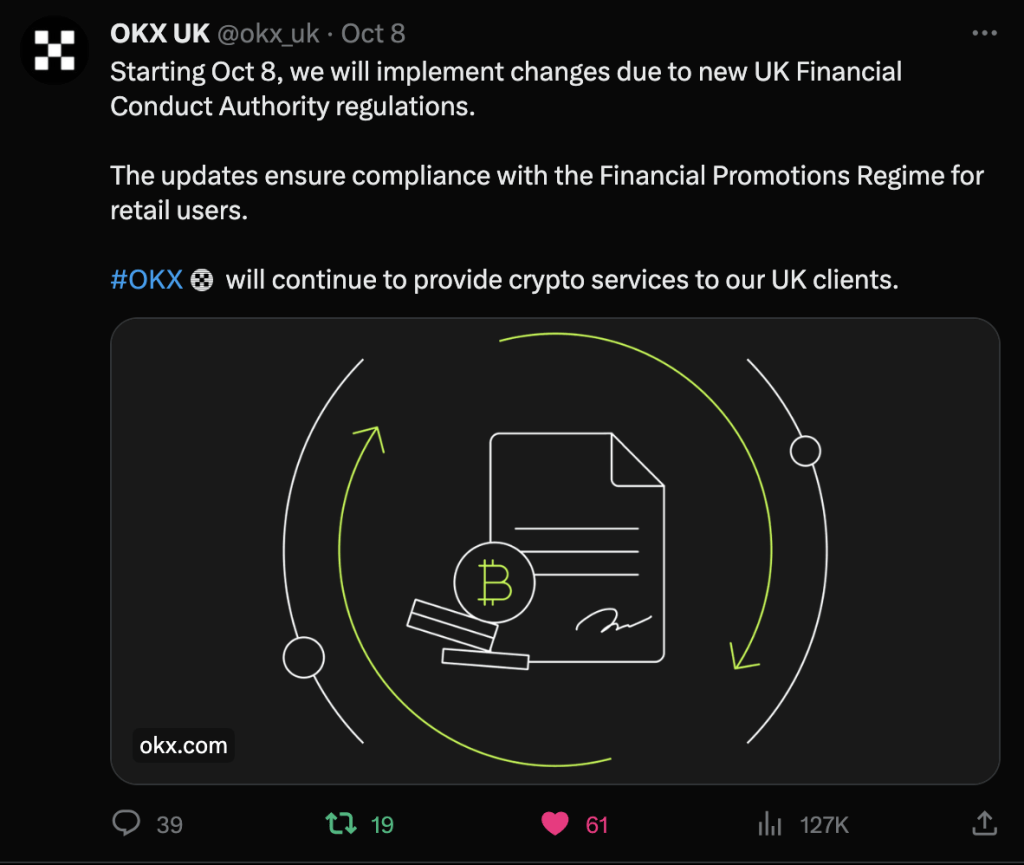 #OKX will continue to provide crypto services to our UK clients.