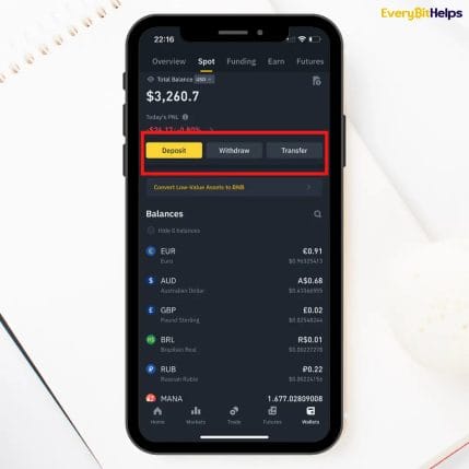 Choose Withdraw tab from the Binance App