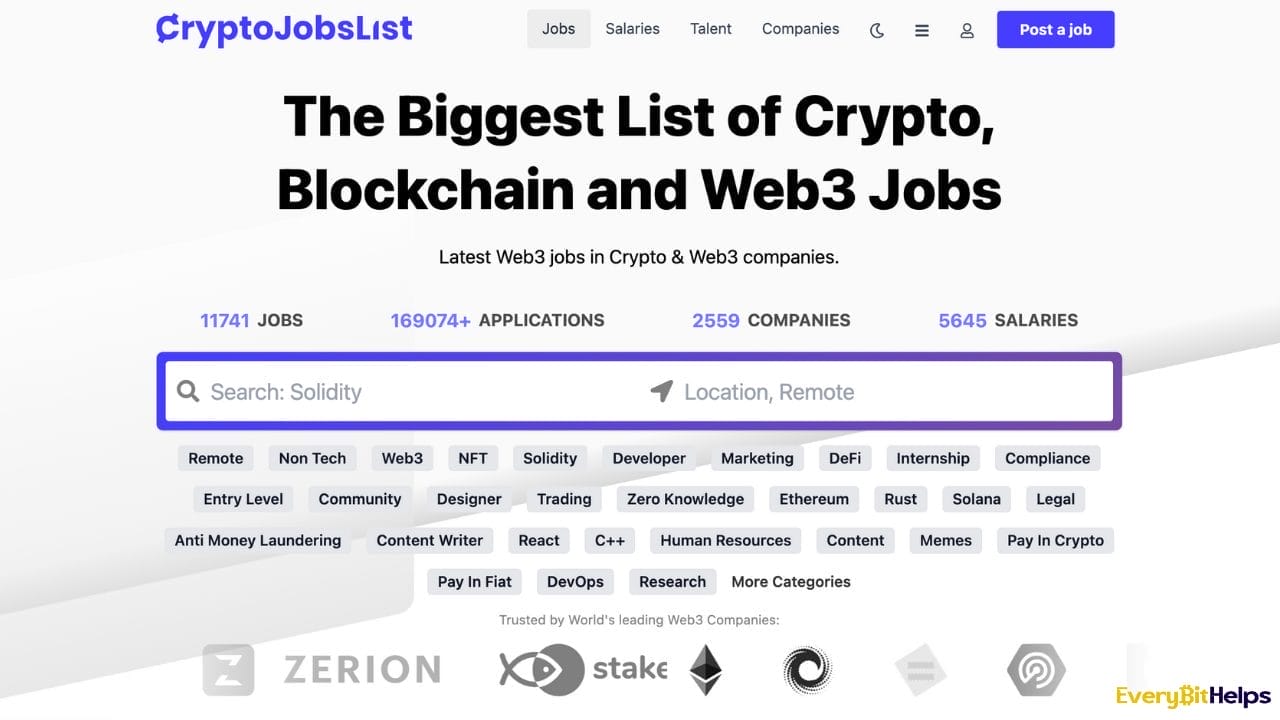 Top Web3 Job Board - crypto jobs list