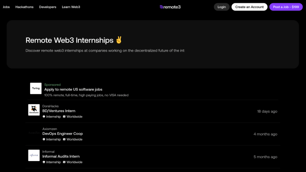 Top Web3 Job Board - remote3 web3 internships