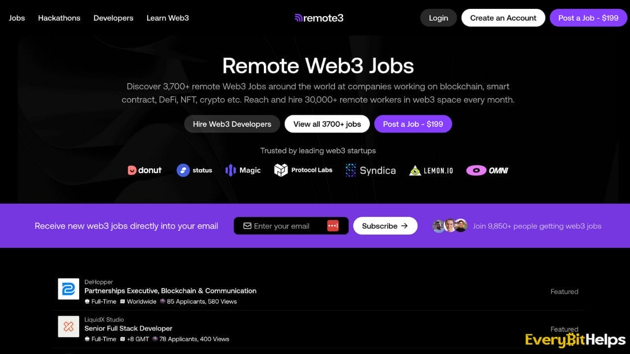 Top Web3 Job Board - remote3.co