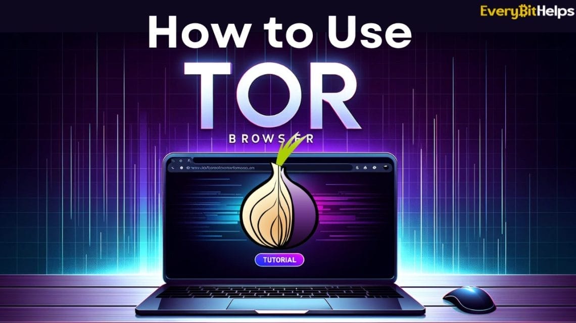 illustration of an individual using the Tor browser on a laptop with multiple layers of encryption